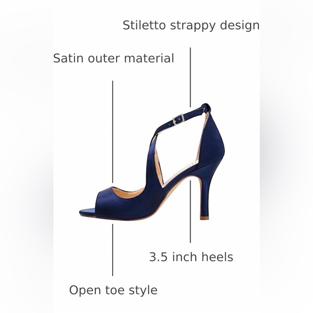 👠 ElegantPark Women’s Satin Navy Blue High Heels – (Size 8) - Elegant Park - Picture 3 of 16